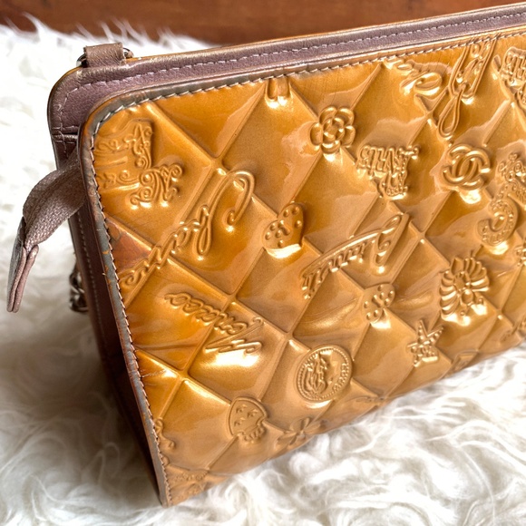 Authentic Chanel Patent CC Precious Lucky Symbols Pochette Shoulder Bag - Picture 8 of 15